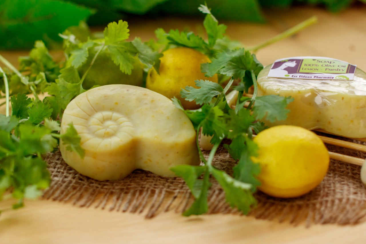 olive oil soap with lemon and parsely